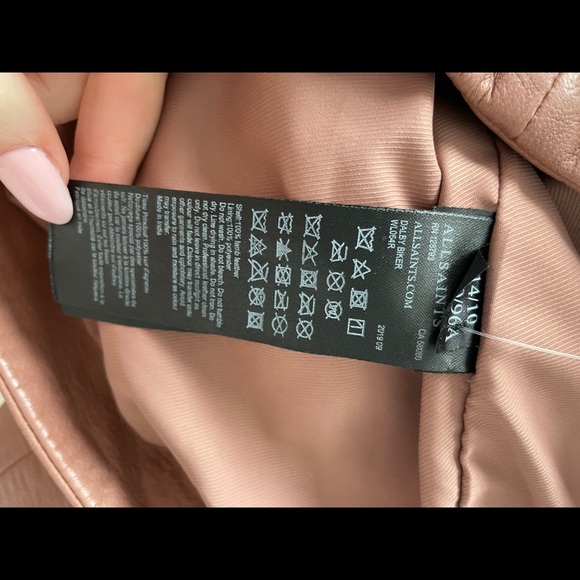 ❌SOLD❌ALLSAINTS Dalby Leather Biker Jacket Pink - Picture 6 of 14